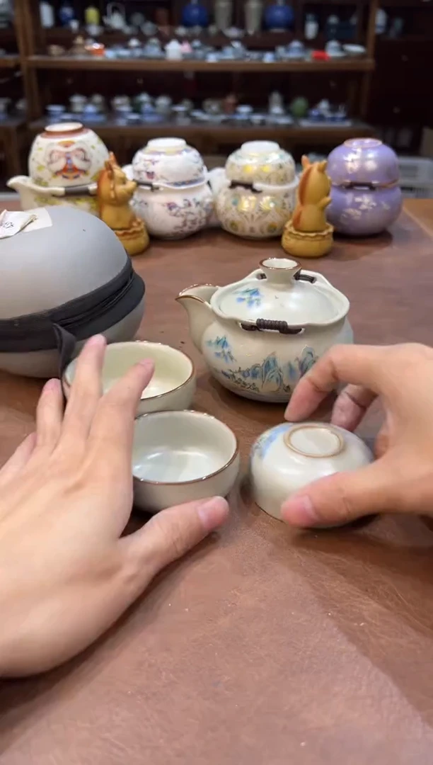 真的很便宜超好看会开片的旅行茶具