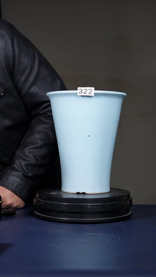 其他瓷微微暇322号青蓝高盆  口径20.6高25.5  NO退NO换