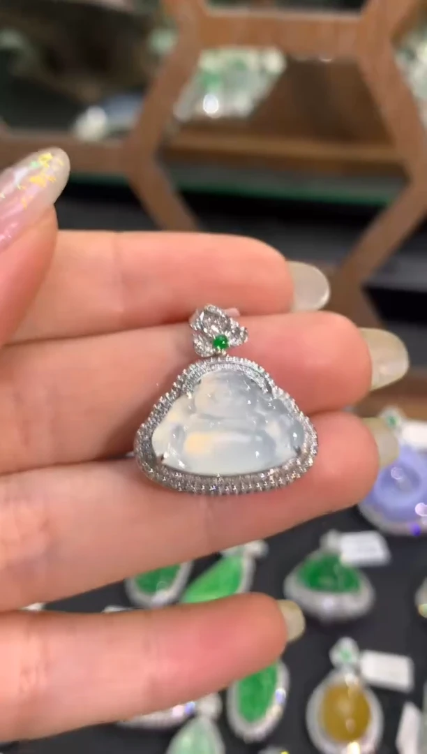 翡翠18K金镶嵌吊坠(不含链)吊坠