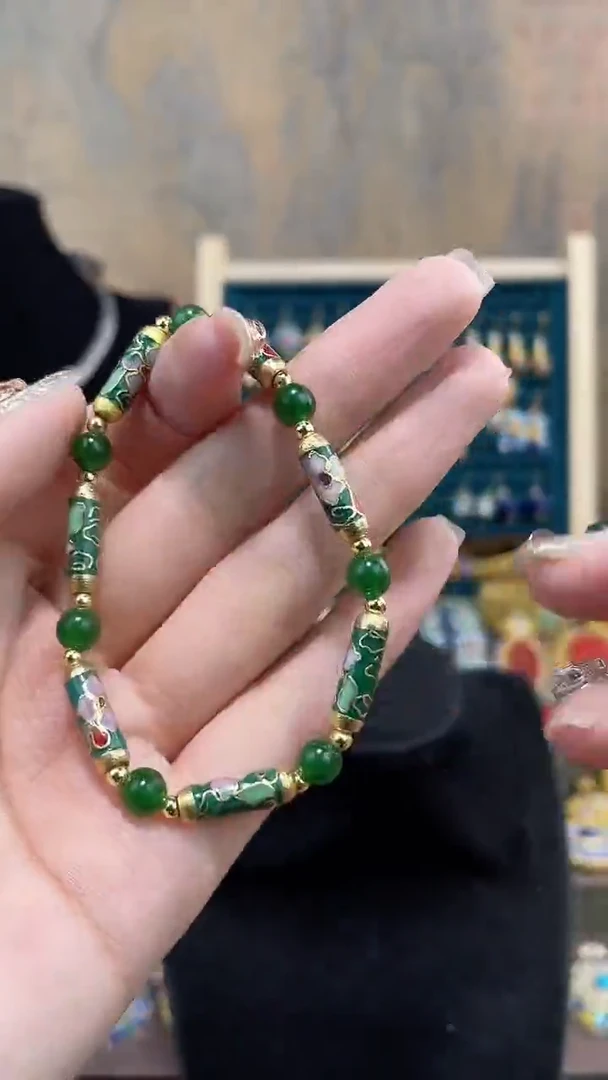 非遗手工景泰竹节手链绿色