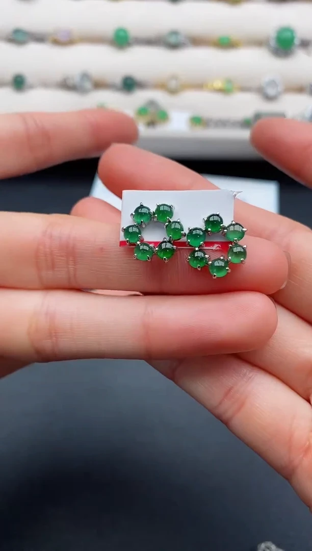 银S925镶嵌戒指翡翠22222222+4