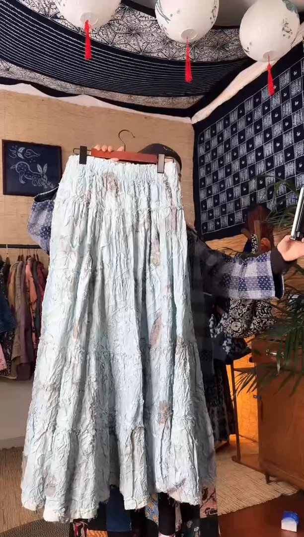 【闪购商品】设计师款蓝热转印裙子