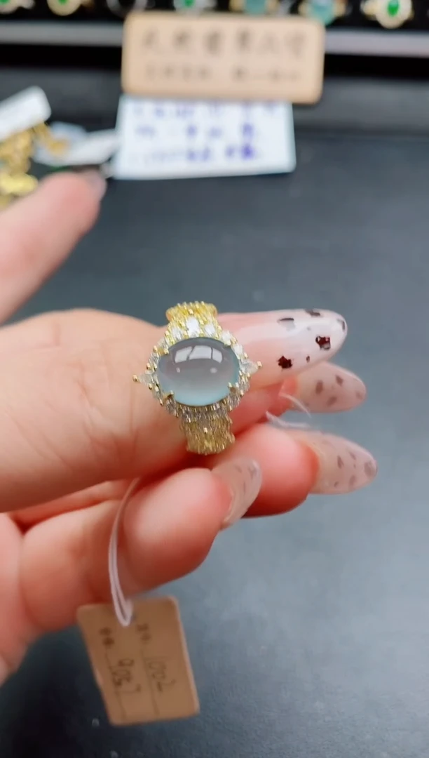 银S925镶嵌戒指翡翠1
