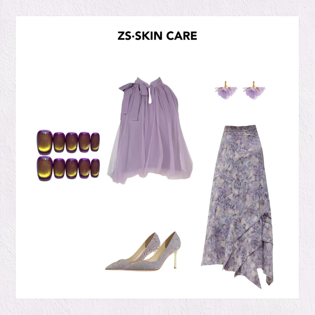 青皮葡萄紫色质感显白猫眼炫酷个性极光中T甲纯手工穿戴甲可拆卸