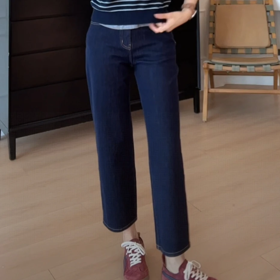 【余欢欢】秋季百搭时尚休闲烟管九分牛仔裤-YHK50301