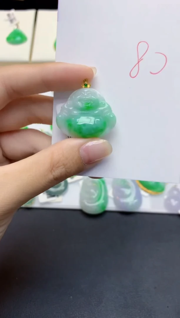 翡翠18K金镶嵌颈饰天然缅甸A货翡翠