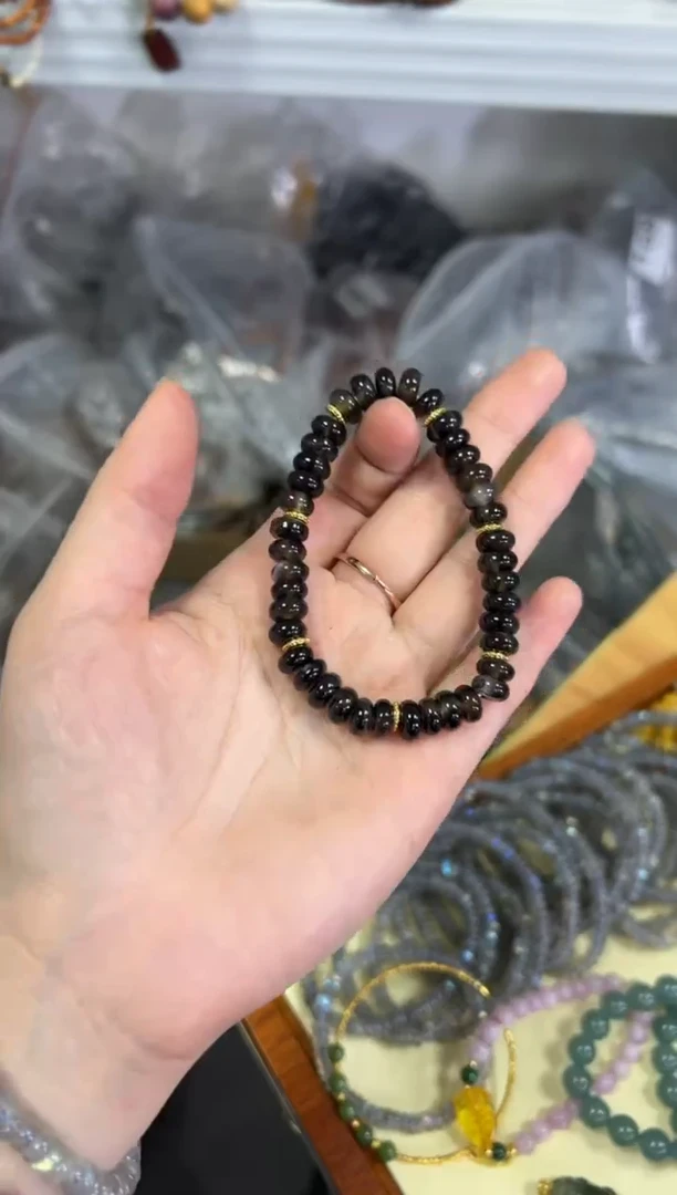 【闪购商品】玛瑙/玉髓手链未镶嵌黑蚕丝玛瑙蝶珠手串[2507]