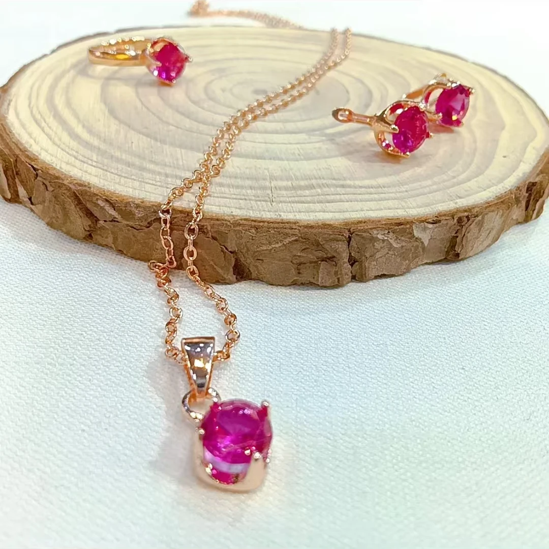 铜合金亚克力项链 铜合金项链 玫瑰金色 kizil altun pasun三件套