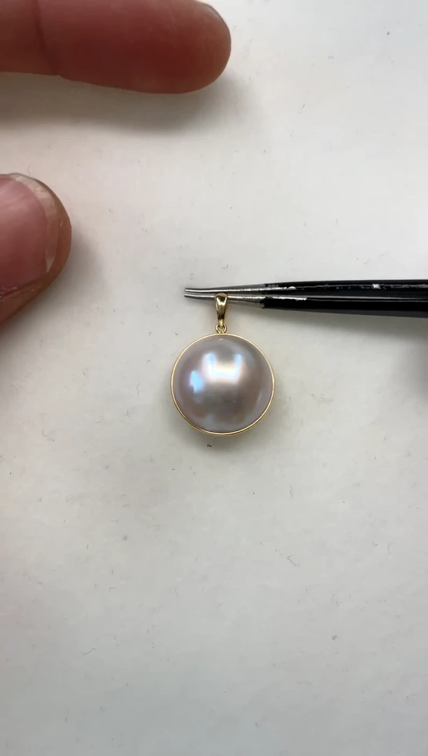 18K金镶嵌颈饰拼合珍珠（马贝珠）15-16