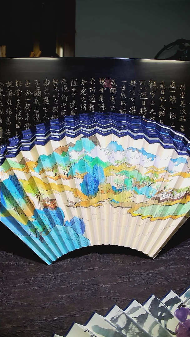 扇子一****角手绘扇面  95  18方  2.0