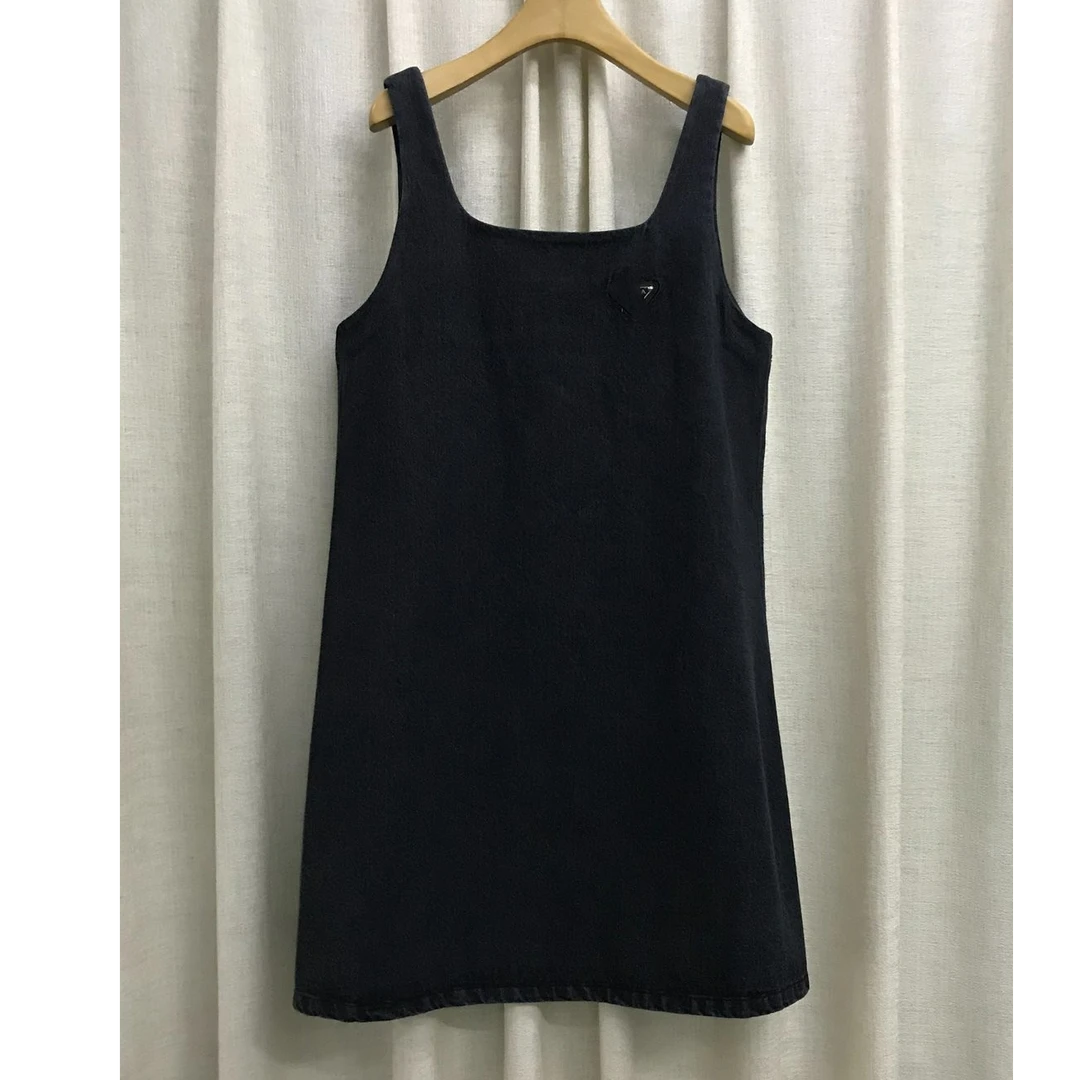 W慕溢-026灰蓝双色吊带连衣裙