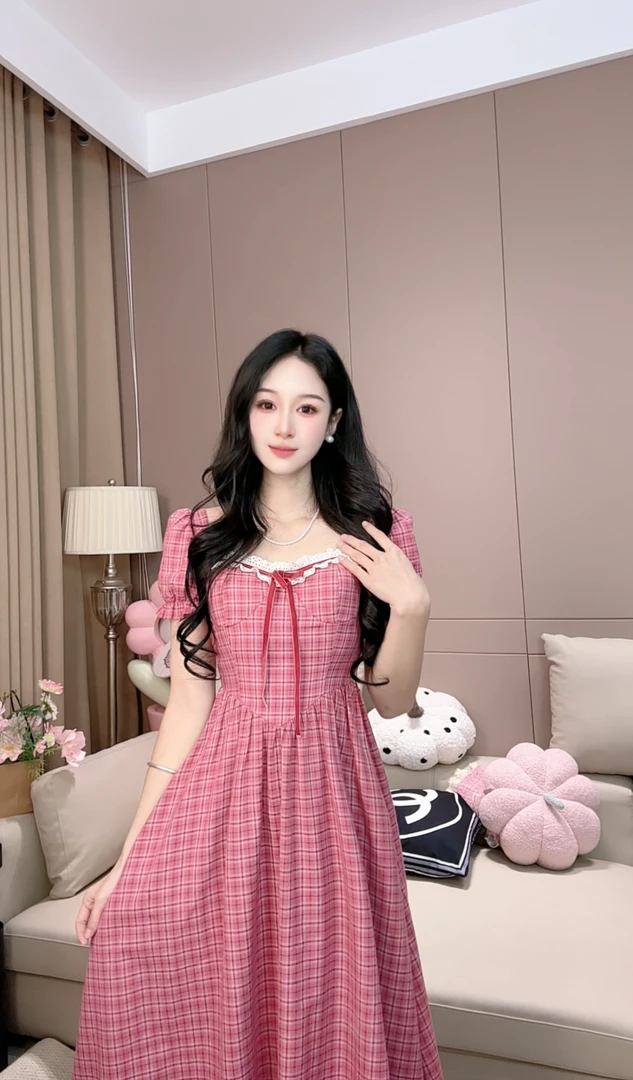 【红色庄园】女装收腰设计款连衣裙春夏气质显瘦气质甜美长裙