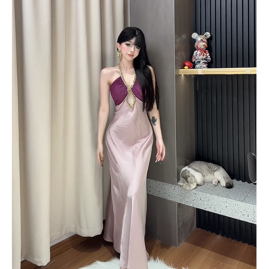 【小洋家原创】（不可机洗）（魅魔）重工挂脖收腰礼服裙-SXYJL404856