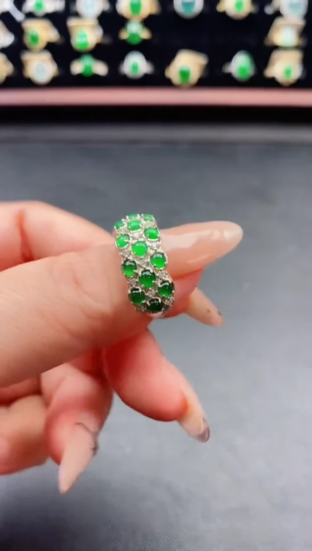 银S925镶嵌戒指翡翠1