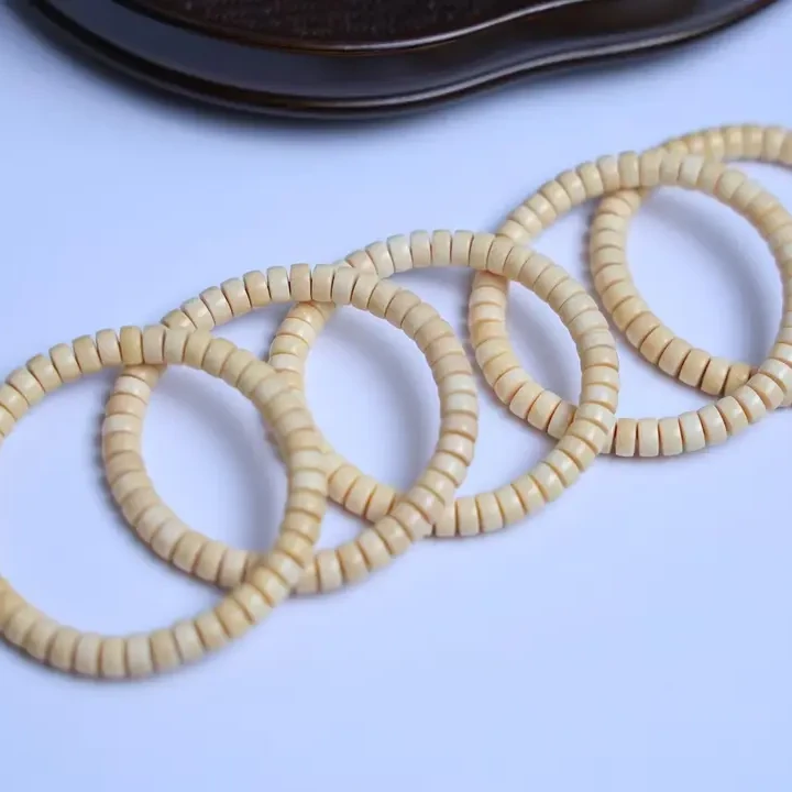 冰料原色猛犸象牙精工药片直切单圈文玩手 串男女款情侣送人手链