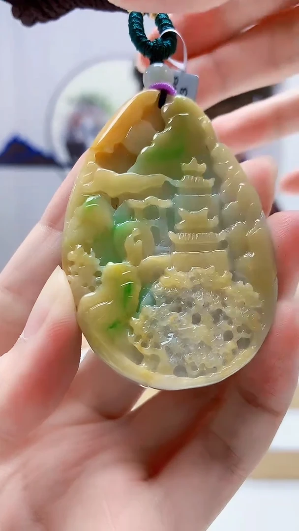 未镶嵌定制翡翠4688zm-毛货挂件山水77