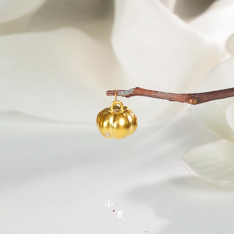 18K金柿柿如意灯笼吊坠配件 G80151