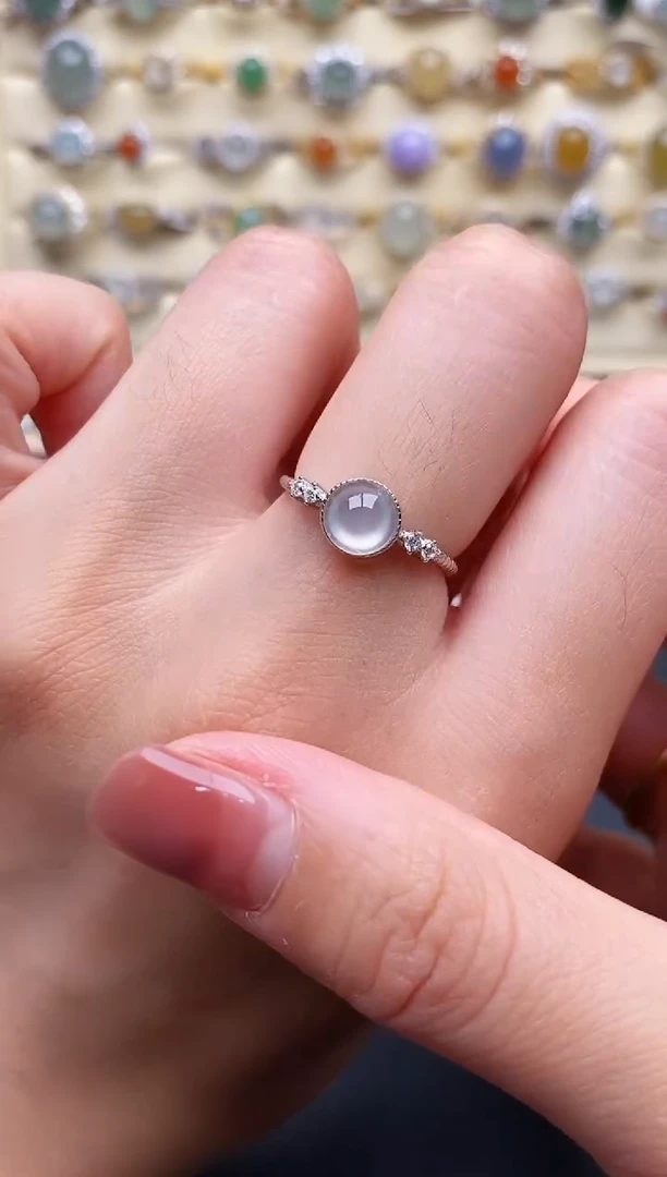 翡翠戒指银S925镶嵌7777777+7