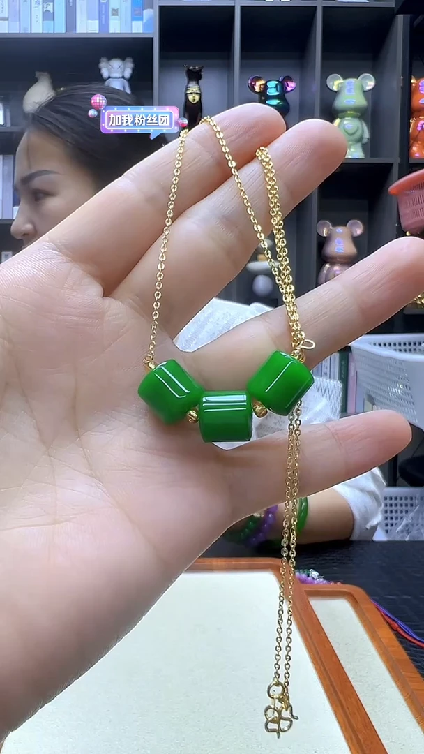 翡翠14K金镶嵌颈饰丹丹diy劲饰