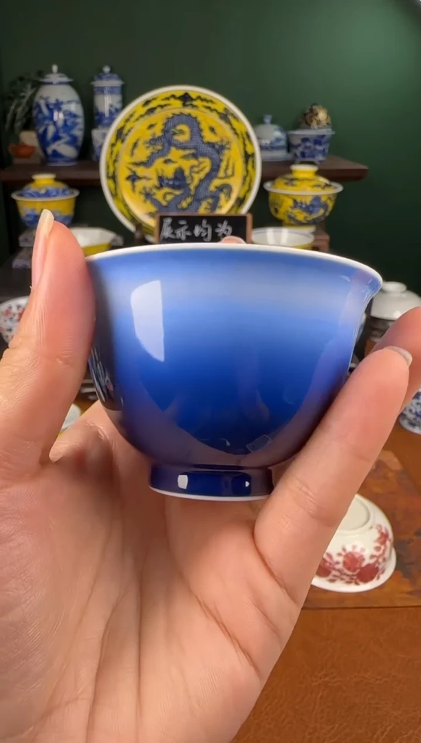 杯初蓝舍。洒蓝渐变杯杯