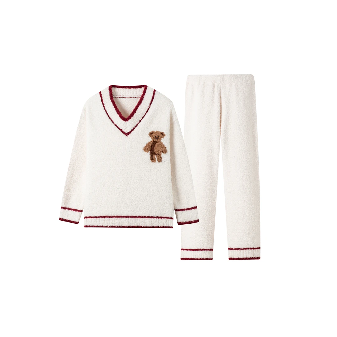 【乔拉专属】半边绒睡衣家居服套装亲肤柔软秋冬季新款