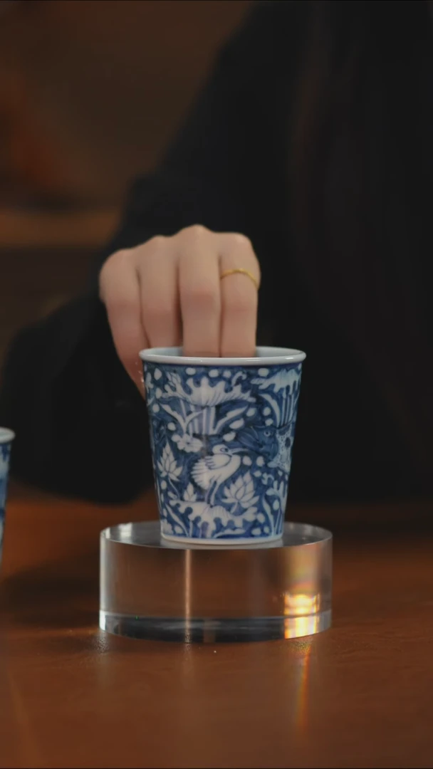 元青花鱼藻可乐杯