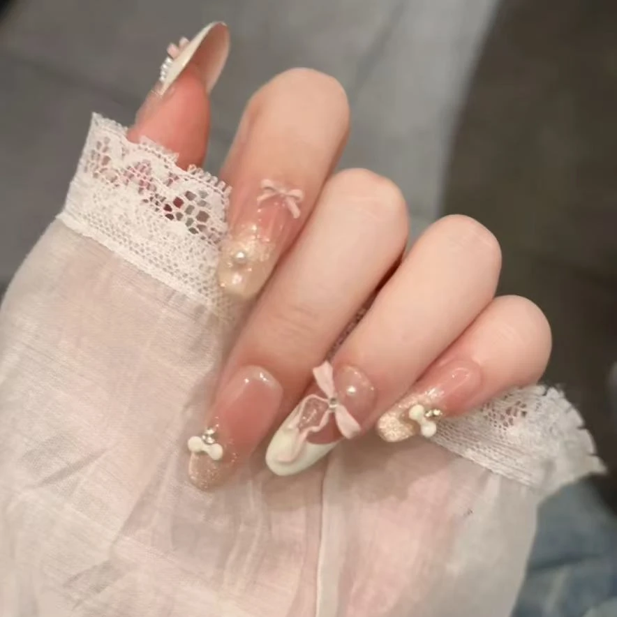 【甜妹】纯手工法式猫眼捏捏磨具款蝴蝶结-定制款穿戴甲