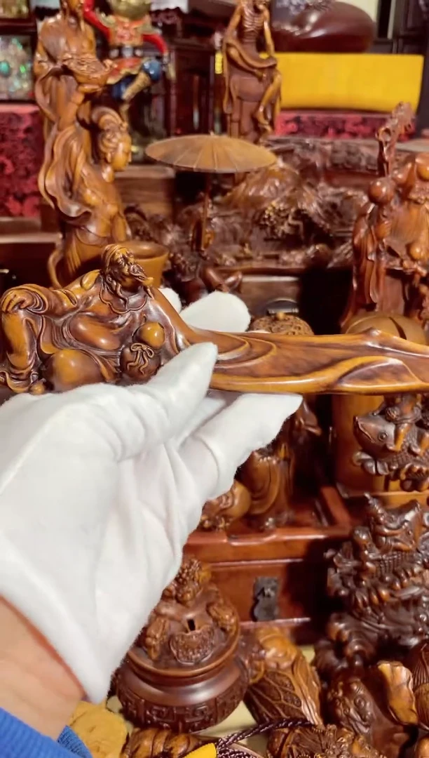 小叶黄杨小摆件李白