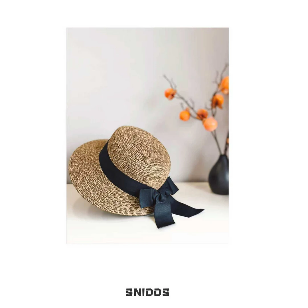 4/11 女士夏天  精致蝴蝶结防晒瘩大檐遮阳帽