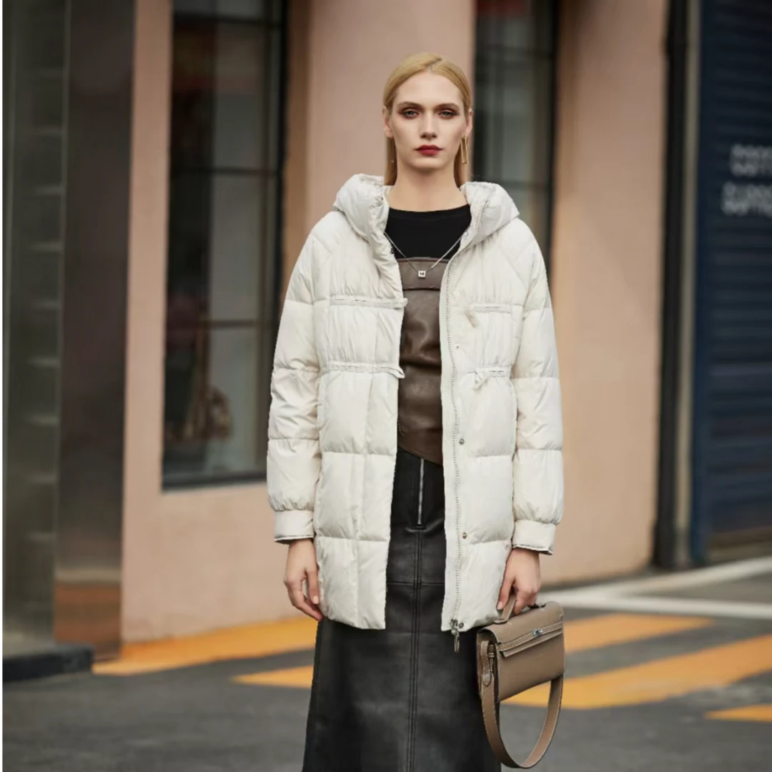 金影奇98623中长款羽绒服女宽松大码女装冬季加厚保暖羽绒衣