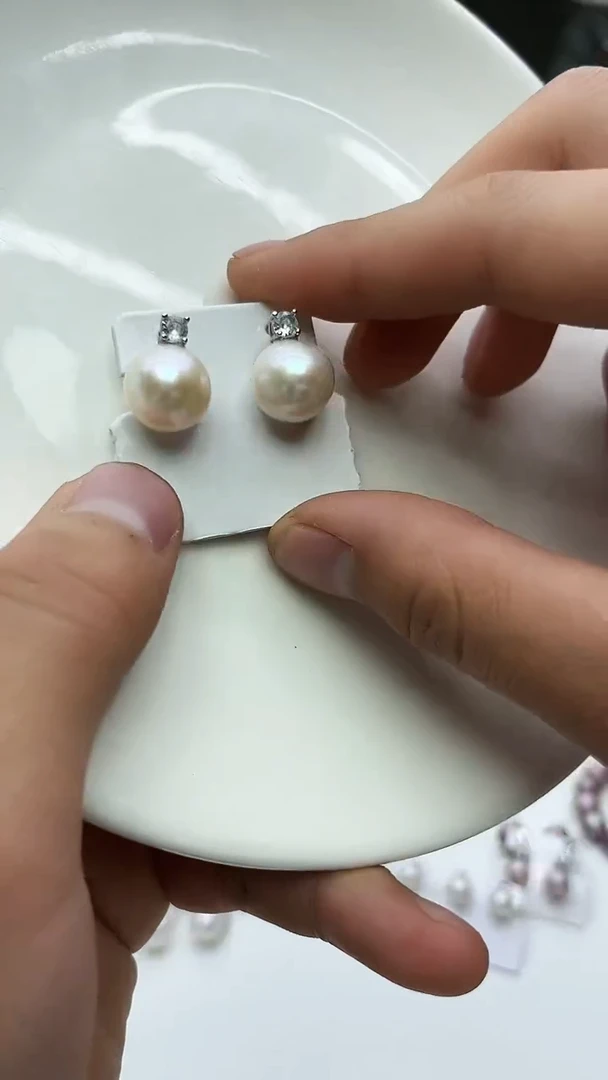 未镶嵌耳饰淡水珍珠白色系耳饰