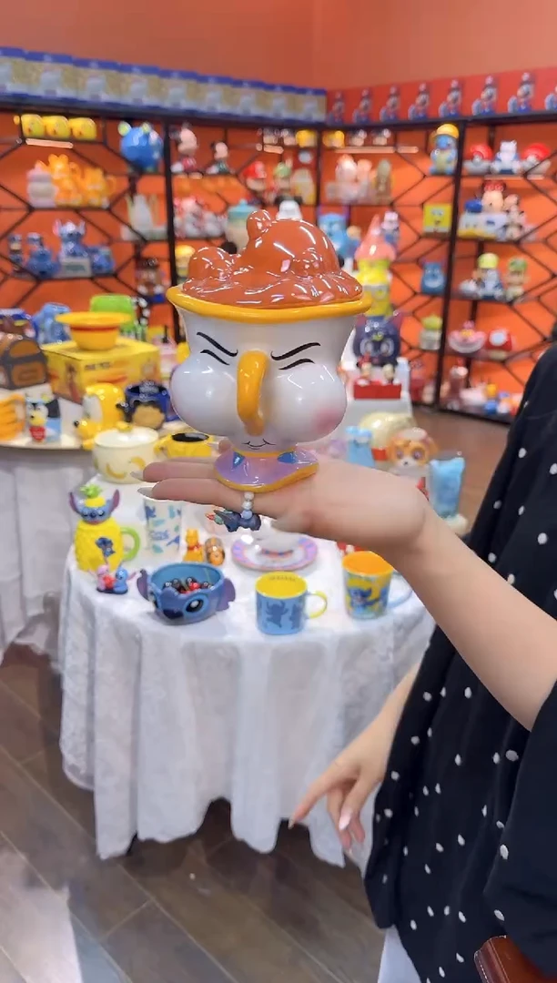 瓷片@@嘟嘟嘴阿奇陶瓷盖杯