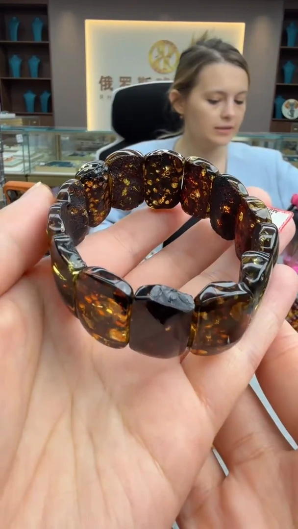 手链琥珀未镶嵌6秒拍号 假一罚三