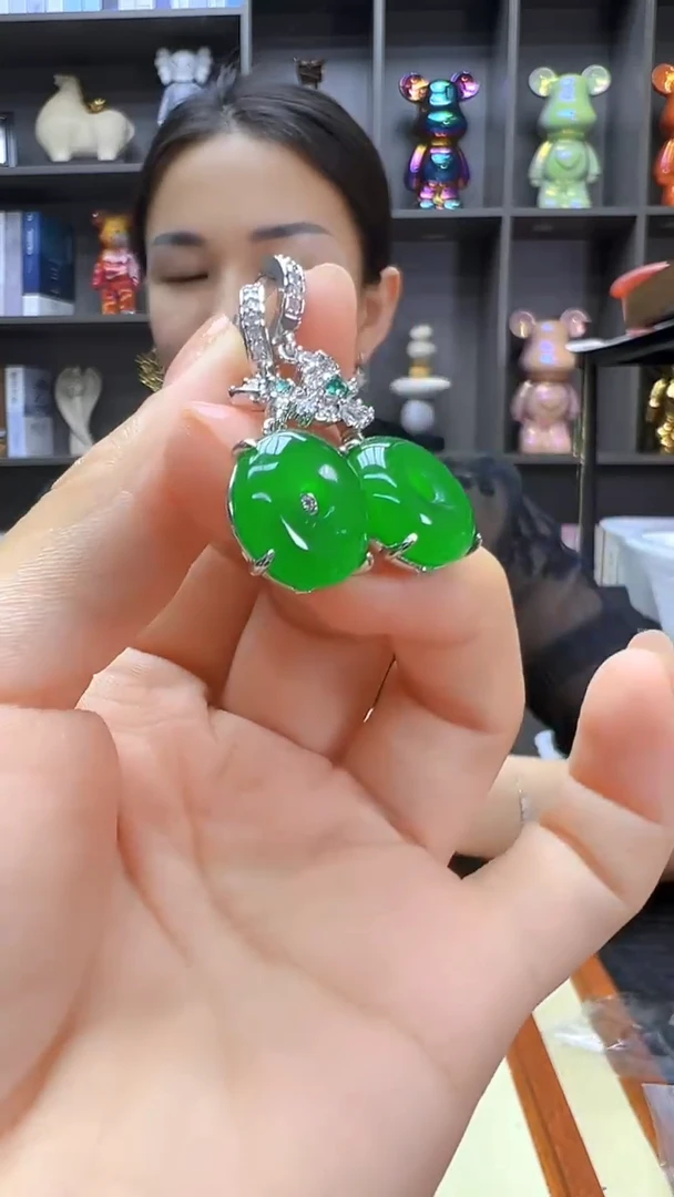 翡翠银S925镶嵌颈饰沉白diy劲饰