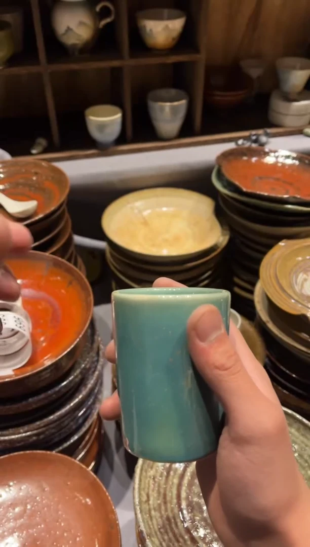 【闪购商品】瓷片3.5寸孔雀绿水杯