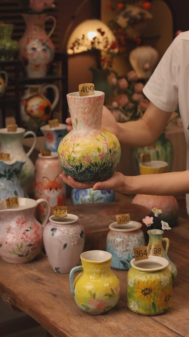 陶瓷400景德镇设计师手作花器摆件侘寂风