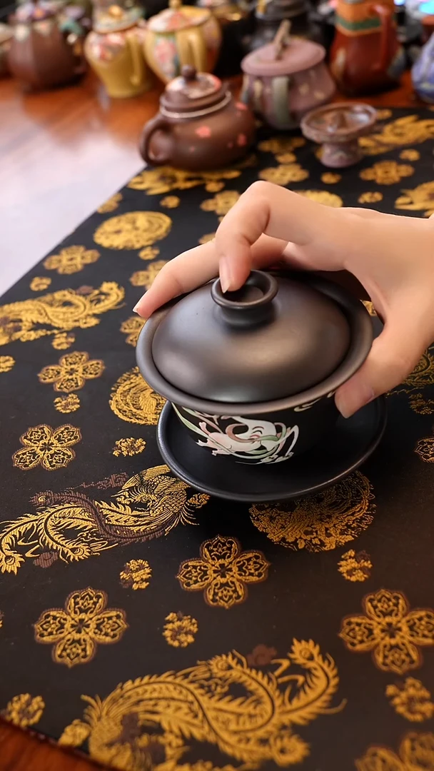 茶壶紫砂宜兴紫砂石黄盖碗九色鹿