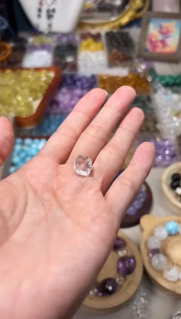 水晶手串未镶嵌新款白水晶斜切方糖卡10单颗