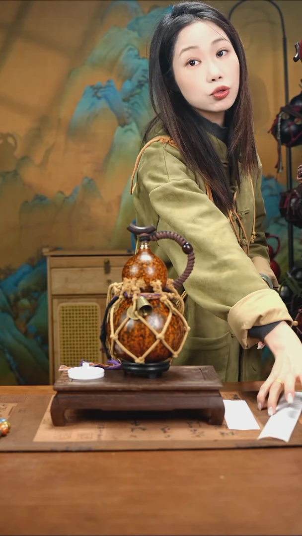 YC026复古网兜款天然酒葫芦（一物一拍）