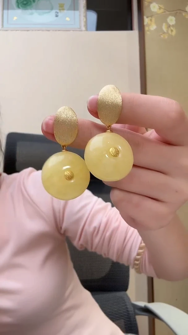 琥珀未镶嵌耳饰耳环