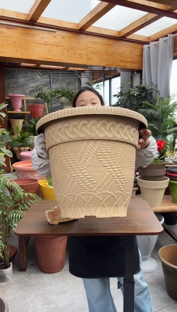 40*32.5/FXA40象牙编织浮雕纹理强体花盆