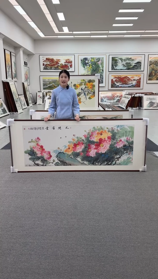 国画手绘 花开富贵 219*88