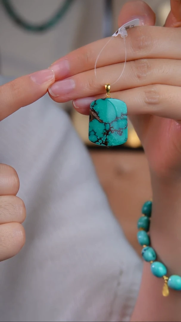 18K金镶嵌绿松石吊坠(不含链)1