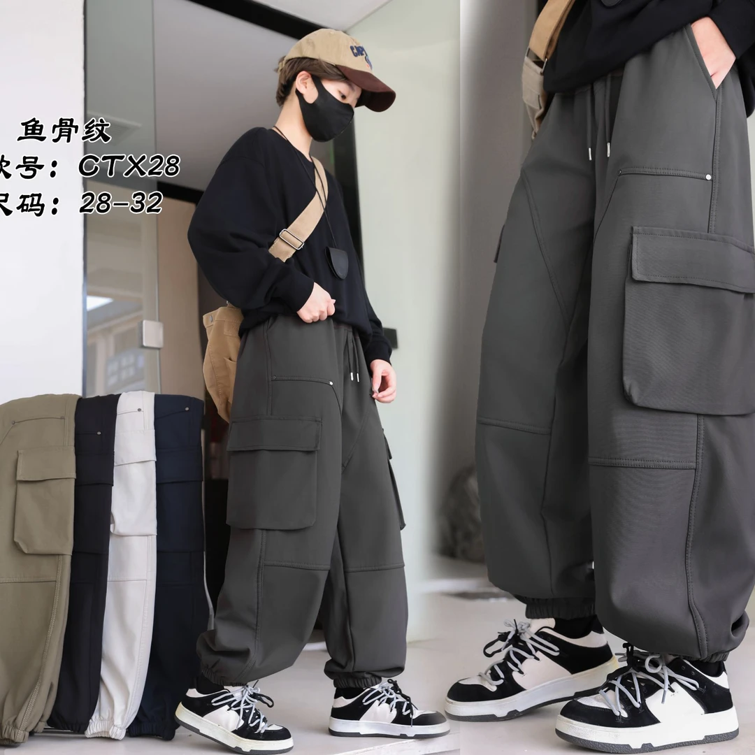 CTX   2025冬季儿童时尚工装常规款印花宽松型男童休闲裤  CTX28