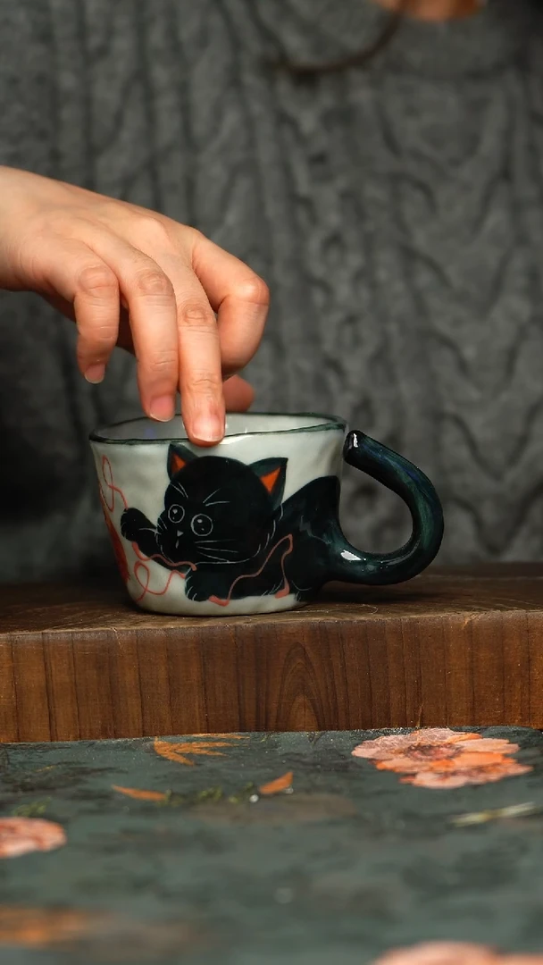 杯釉下彩手工手绘同款陶器