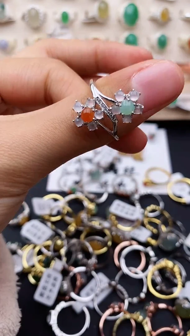 【闪购商品】翡翠戒指银S925镶嵌缅甸翡翠