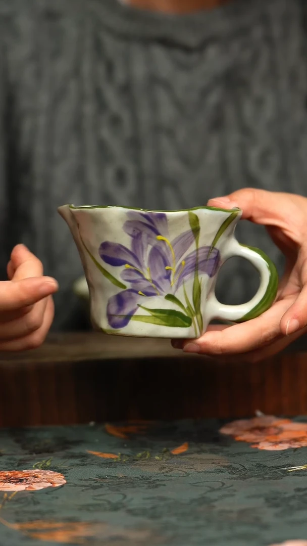 杯釉下彩手工手绘同款陶器