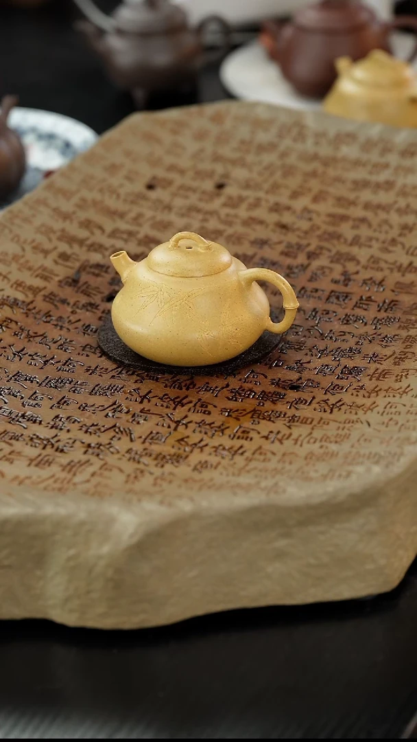 茶壶紫砂喜门黄金段葫芦刻绘130cc