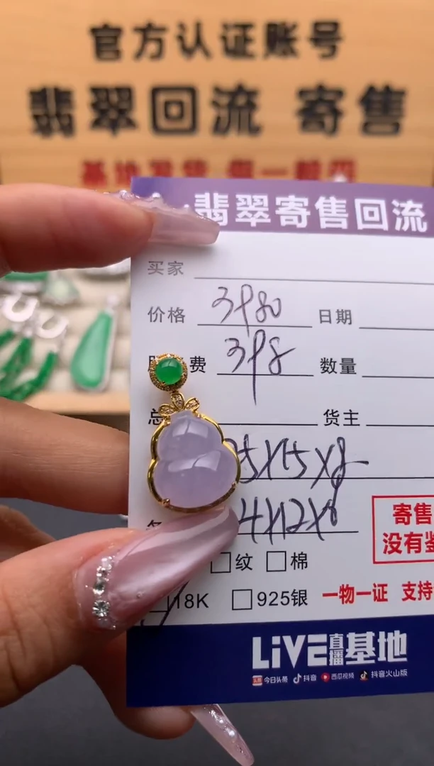 翡翠18K金镶嵌颈饰10130053