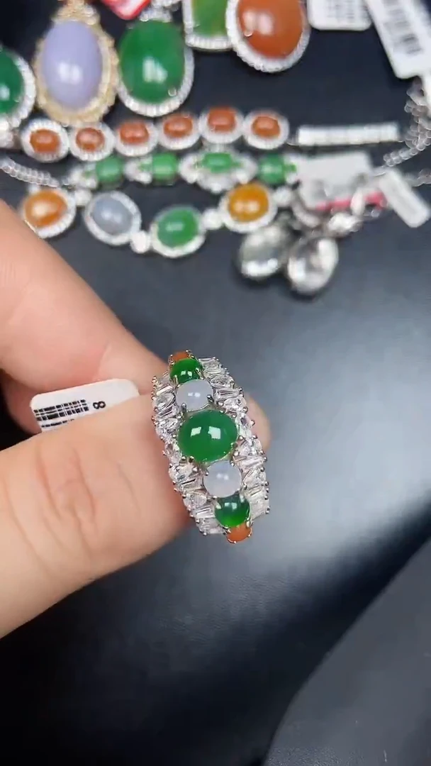 银S925镶嵌戒指翡翠4444